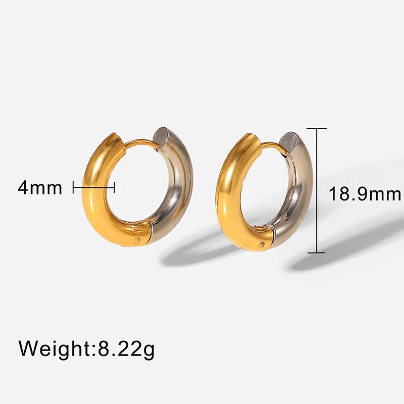 PRISCA | Stainless Steel Roun Hoop Earrings for Women Tredny Daily Gold Plated Minimalist Jewelry 18k Gold PVD New