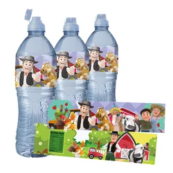 Etiqueta de botella de agua de La Granja, embalaje de fiesta de feliz cumpleaños, pegatinas, envolturas, decoración, 24 piezas