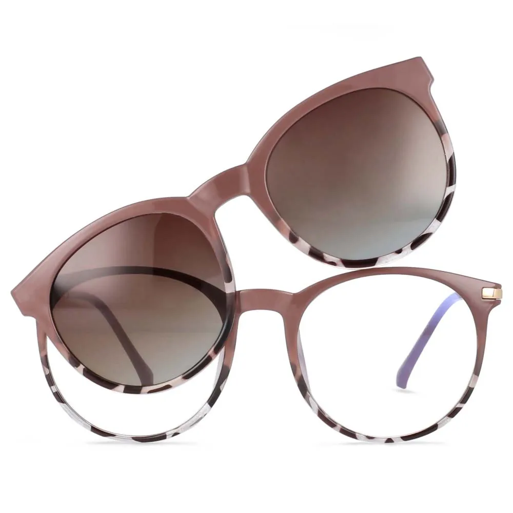 54044 Retro Runde Anti Blaues Licht Gläser Rahmen Polarisierte Sonnenbrille Magnetische Clip Männer Frauen Mode Computer Brillen