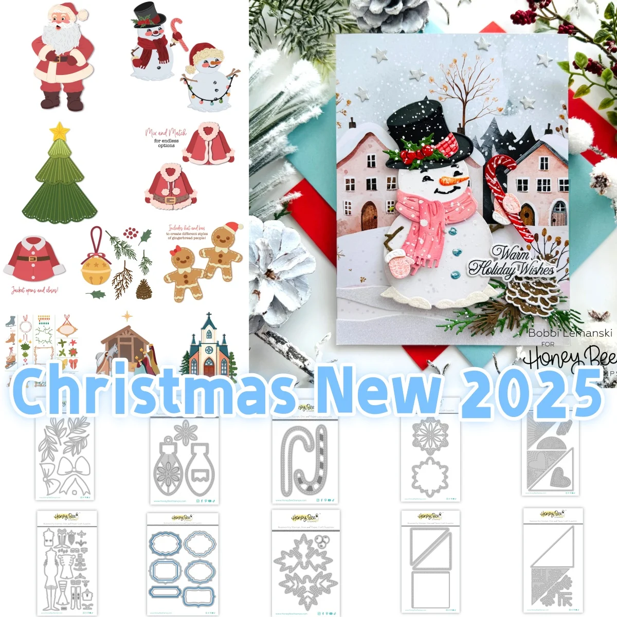 

2025 New Snowman Santa Bow Bell Coat Snowflake Metal Cutting Dies For DIY Scrapbook Embossed Make Paper Card Album Craft