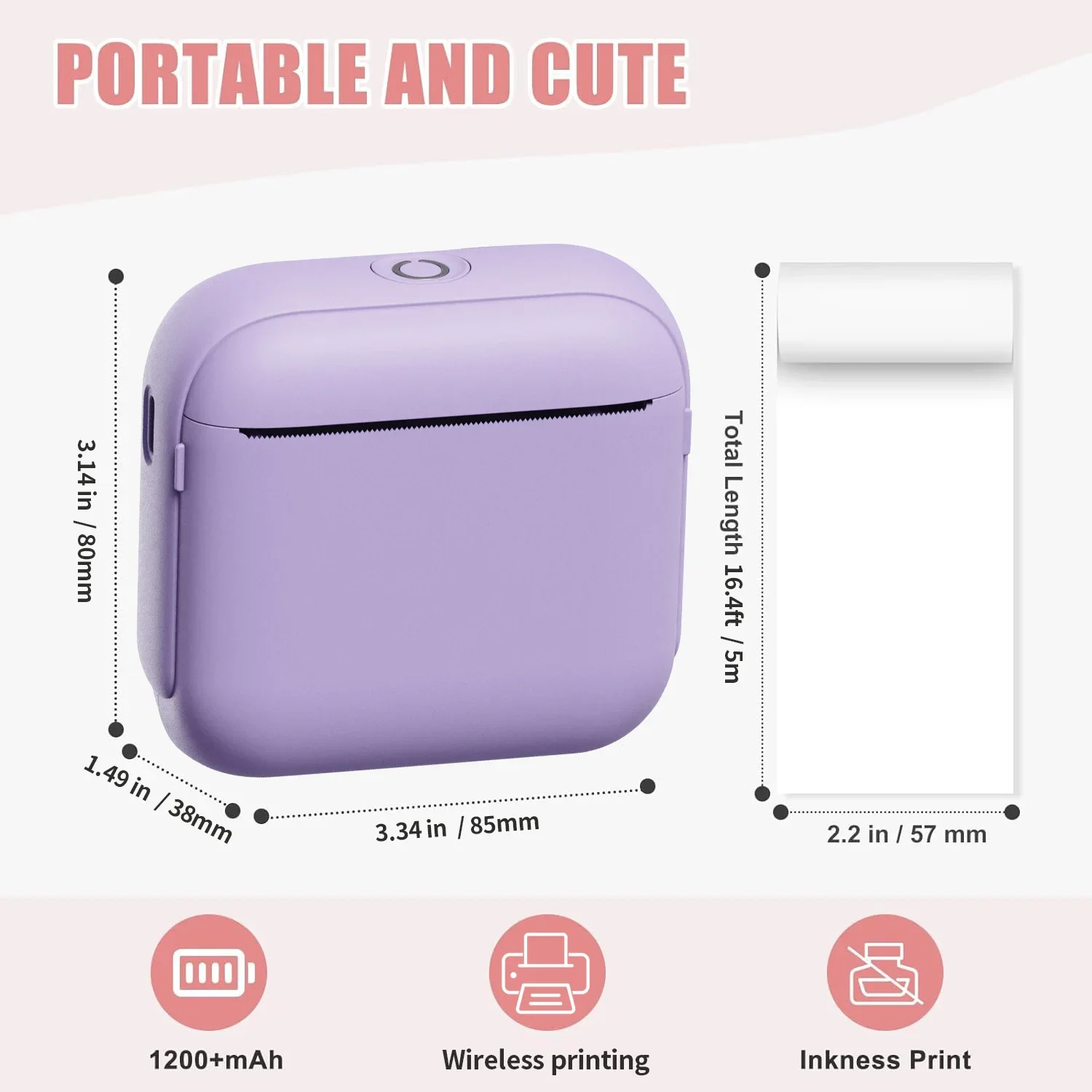 طابعة حرارية بلوتوث عالية الدقة محمولة منزلية صغيرة جيب صغير طباعة ملصقات بدون حبر
