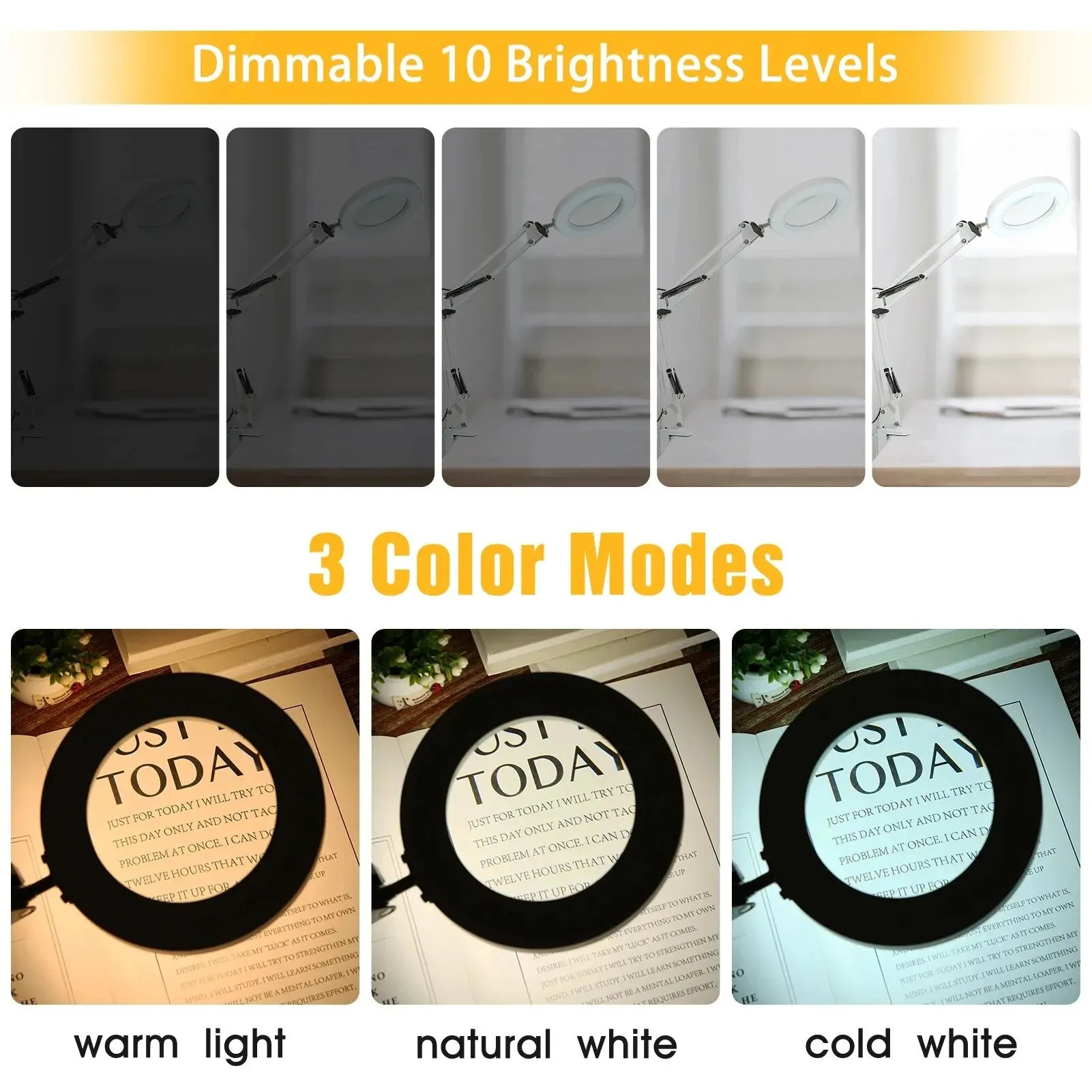 72LED 10X NEW Illuminated Magnifier USB 3 Colors LED Magnifying Glass for Soldering Iron Repair/Table Lamp/Skincare Beauty