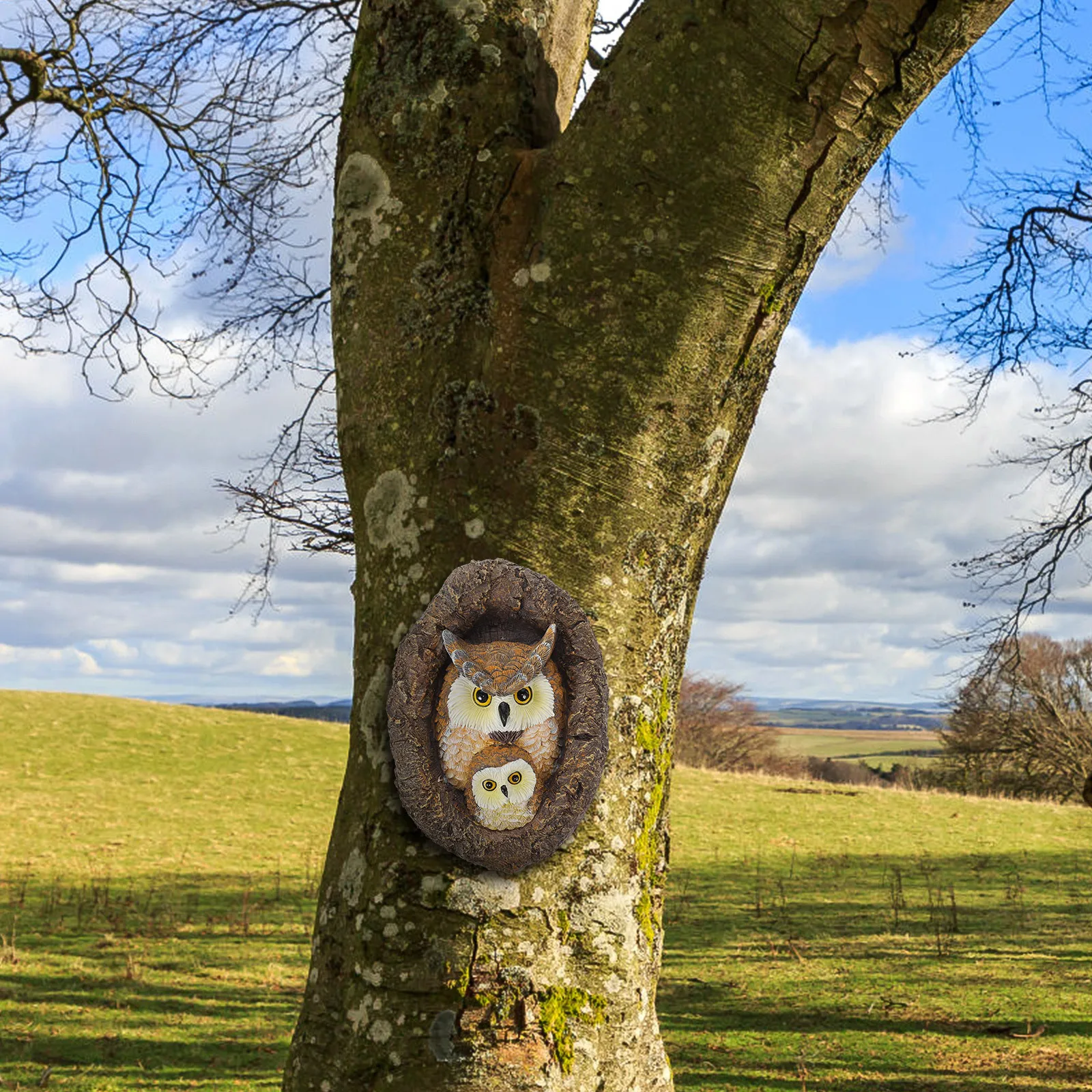 

Owl Resin Tree Hanging Ornament Outdoor Garden Decoration Lifelike Owl Statue Decorative Sculpture Garden Statue
