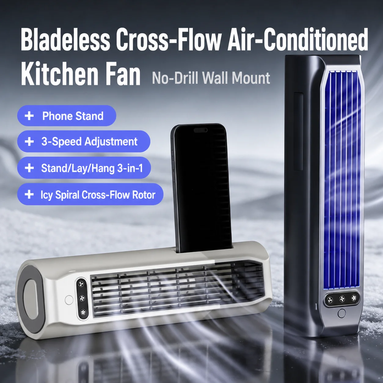 Wall Mounted Tower Fan 3 Adjustable Speeds Multi-Use Cooling Fan For Bedroom Office Home Car Camping