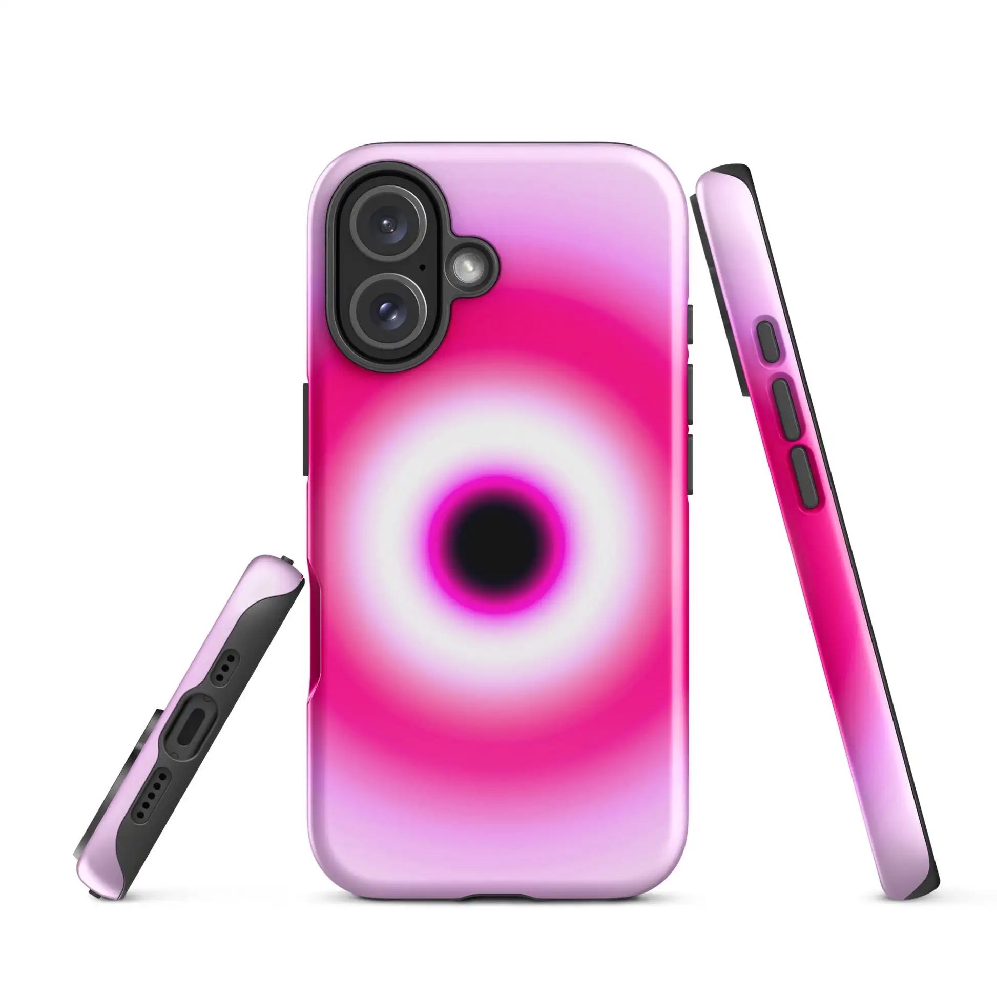 Telefoonhoesje voor iPhone 16 15 14 13 12 11 X XS XR XSMAX 7 8 Pro Max Plus Luxe dubbellaagse achterkant Roze Evil Eye Aura