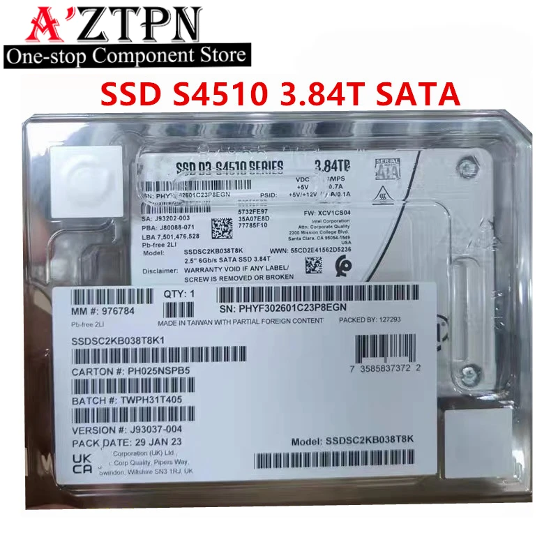 Original New SSD For Intel S4510 3.84T 1.92T SATA interface 2.5-inch enterprise solid state drive