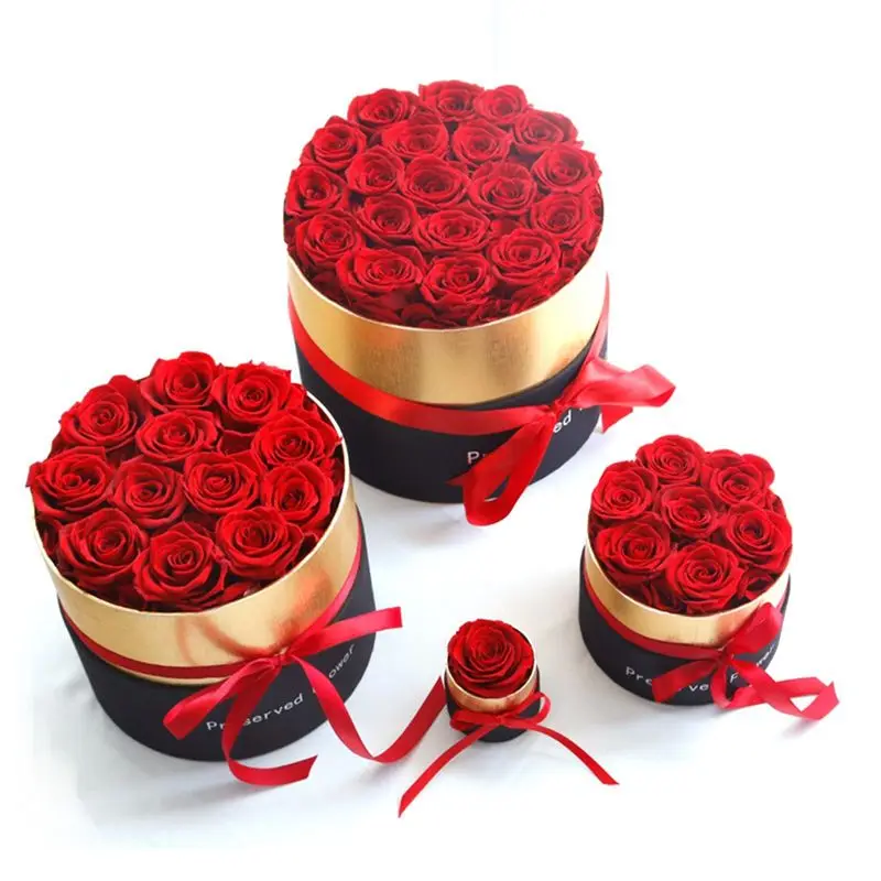 Romantic Level A Eternal Rose in Box Gifts Wife Real Rose Preserved Flower Gift Set Home Decor Valentines Day Wedding-C-AT35