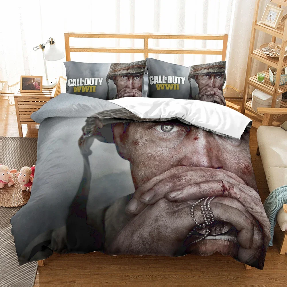 Call of duty WW II bedding set Black Ops Duvet cover set Modern Warframe Comforter cover set US King Queen Size for Adults Linen