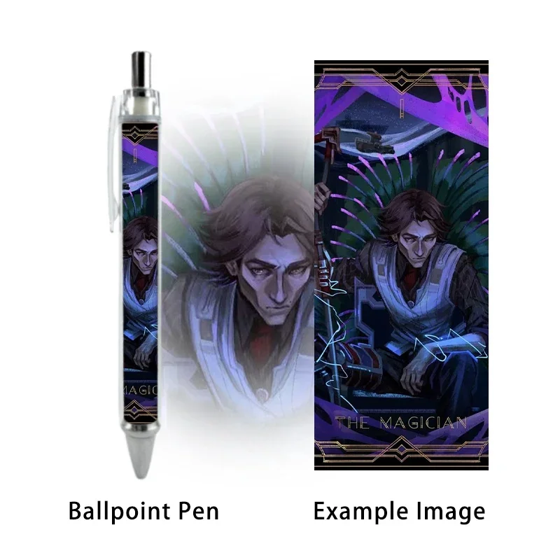 

2PCS Viktor Arcane League of Legends Tarot Card Pattern Ballpoint Pen Anime Black Refill Stationery Writing School Supplies