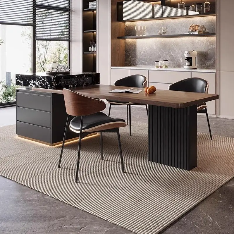

Rock Slab Island Dining Table High End Italian Extendable Integrated Tea Brewing Kitchen Island for Home