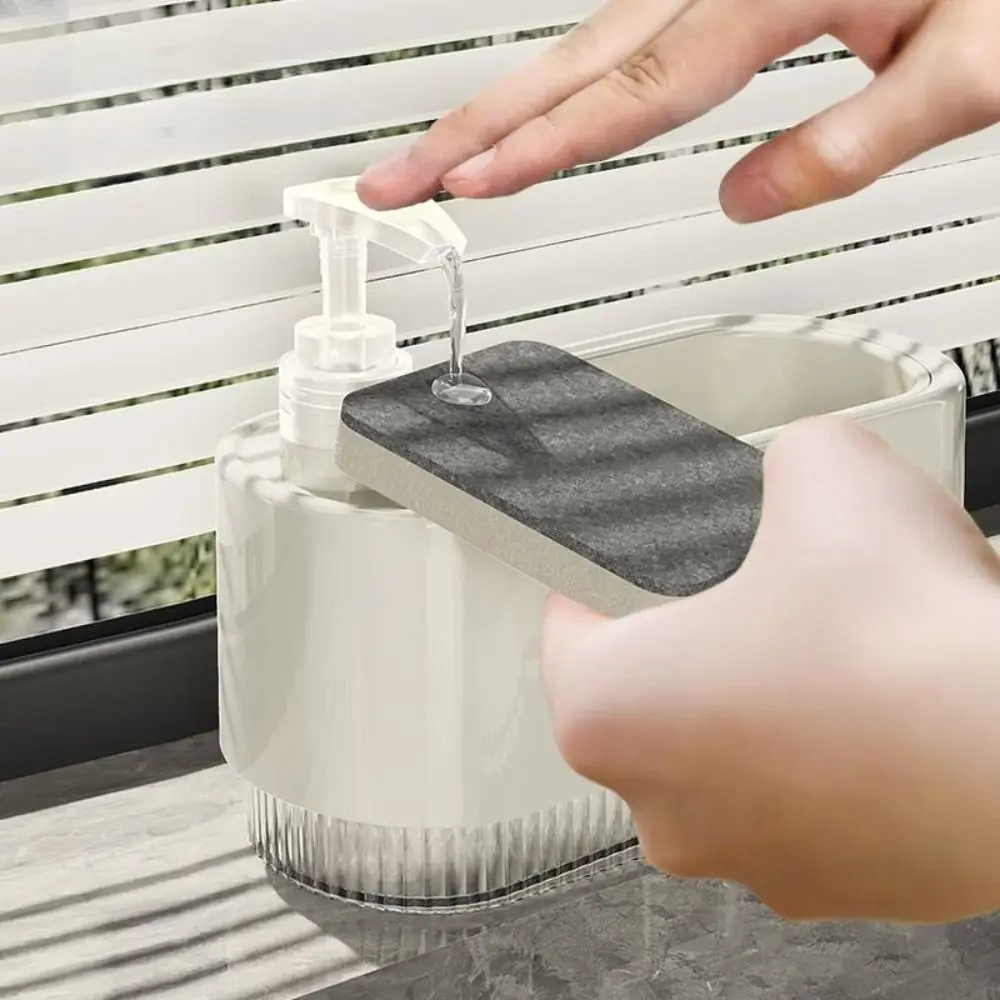 

Plastic Kitchen Soap Dispenser with Sponge Holder Leak-Proof Detergent Dispenser Cleaning Tool Hand Soap Pump