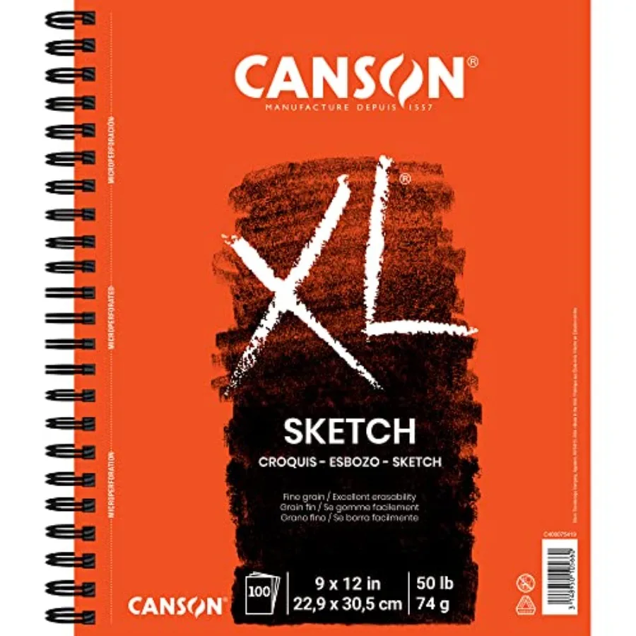 

XL Series Paper Sketch Pad for Charcoal, Pencil and Pastel, Side Wire Bound, 50 Pound, 9 x 12 Inch, 100 Sheets