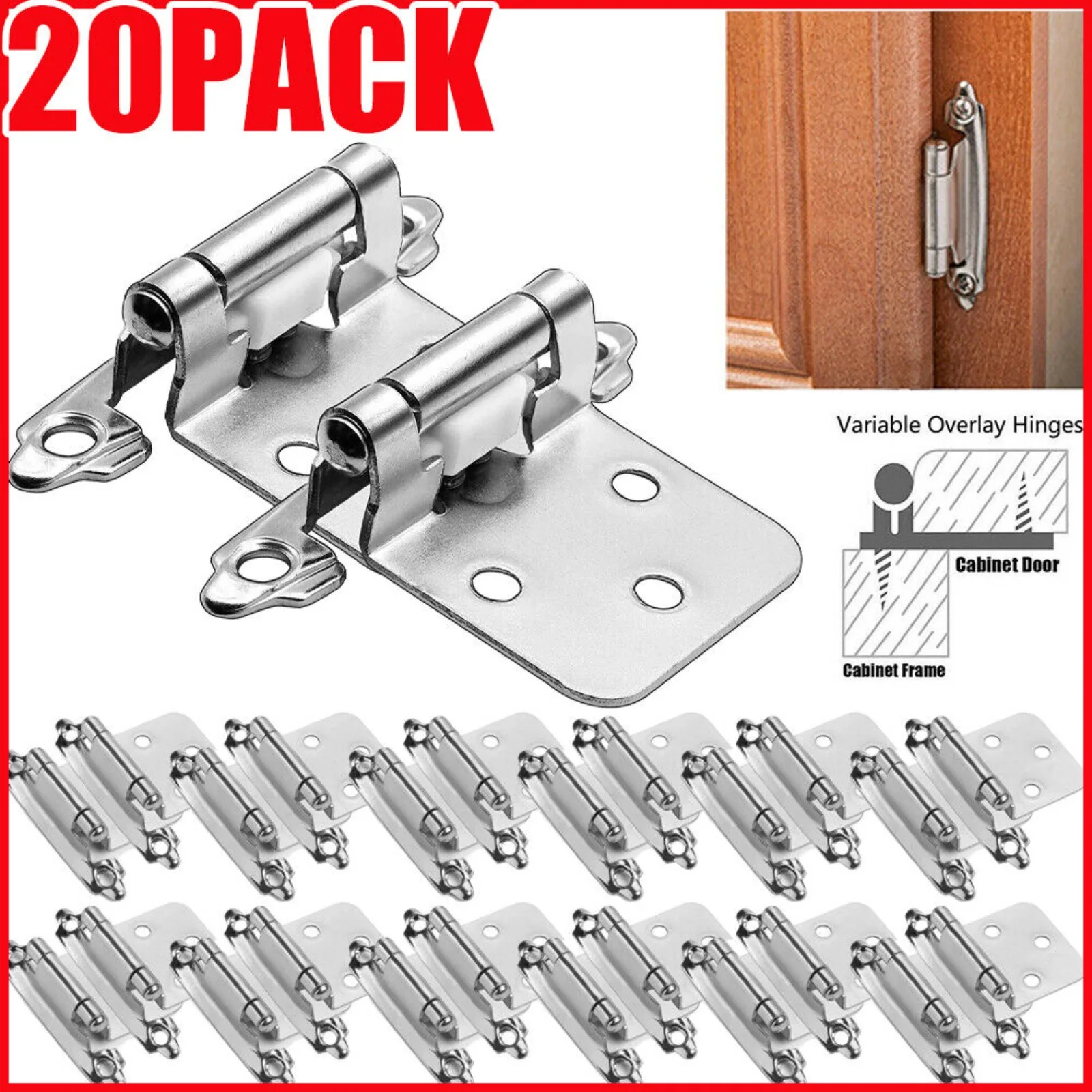 

US Set of 40 pieces covering kitchen cabinet hinges, self closing surface installation, cabinet door hinges-