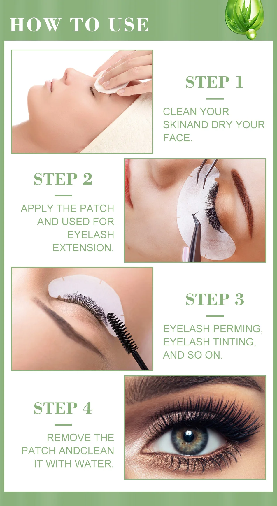 100 Paar Wimpernverlängerungs-Aufkleber Hydrogel-Patches Sanfte und Nicht Reizende Wimpernverlängerungs-Zubehör Patches Make-up-Tool – Detail 7