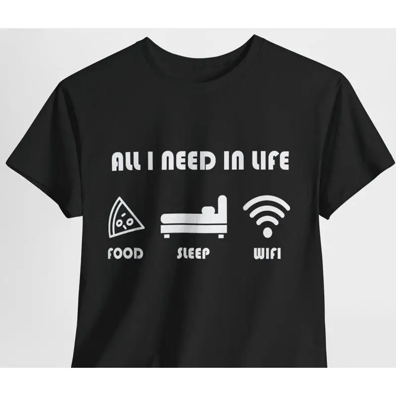 تي شيرت Gamer's Needs Food Sleep Wifi لألعاب الفيديو وحفلات Lan #1