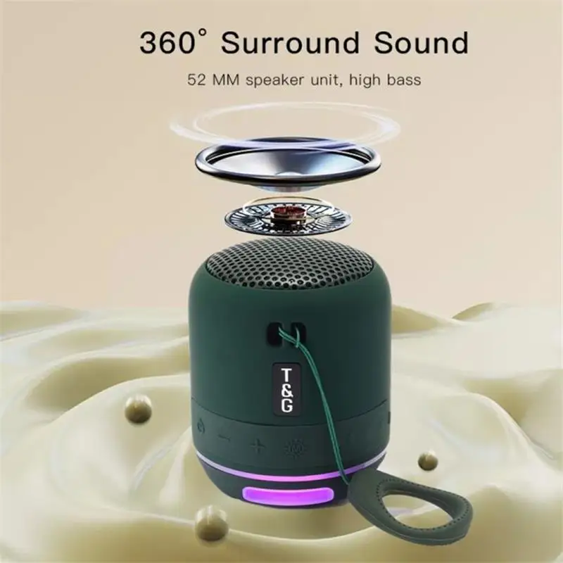 TG294 Wireless Bluetooth Speaker 3D Stereo Sound Effect Pluggable TF Card with LED Light Outdoor Portable Mini Subwoofer