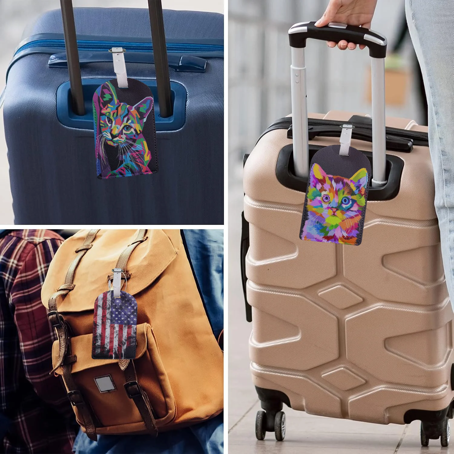 Animals Art Flag Luggage Tags Personalized Airplane Travel Practical Accessories Cruise Travel Suitcase Tag Anti Lost