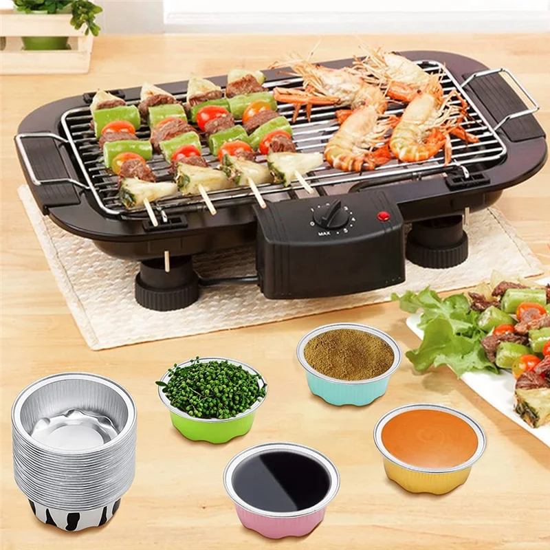 L74A ถ้วยขนมพร้อมฝาปิด, ที่เก็บเครื่องปรุงขนาดเล็ก, ภาชนะใส่ขนมขนาดเล็ก, ภาชนะใส่น้ำสลัดแบบพกพา, 1.6 ออนซ์ 100 ชิ้น