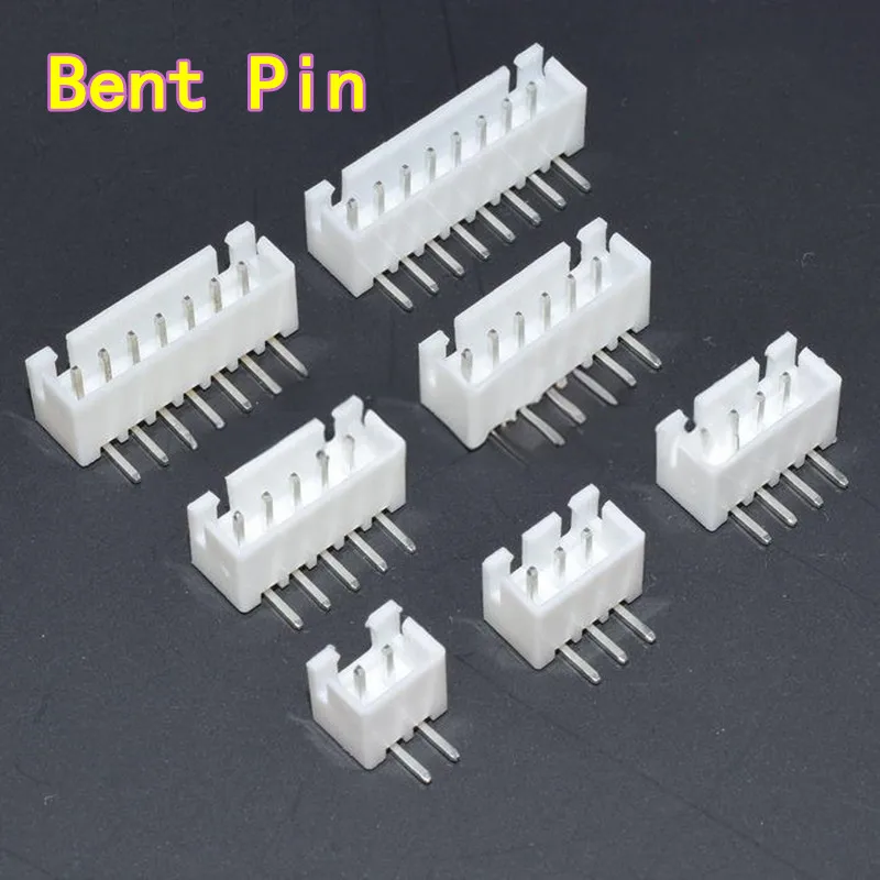 100 قطعة XH2.54 دبوس مستقيم/موصل دبوس منحني؛ 2.54 ملم الإسكان ورأس الدبوس المستقيم، XH-2/3/4/5/6/7/8/10P