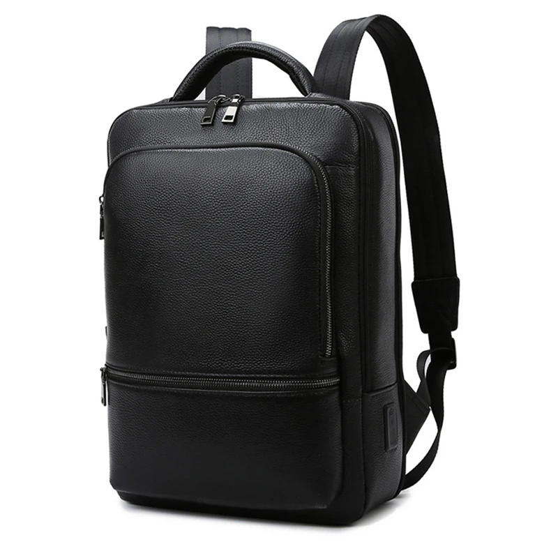 2024 New Business Men Backpack First Layer Cowhide Men\'s Bag Genuine Leather Schoolbag Large 15.6 Inch Laptop Travel Backpack