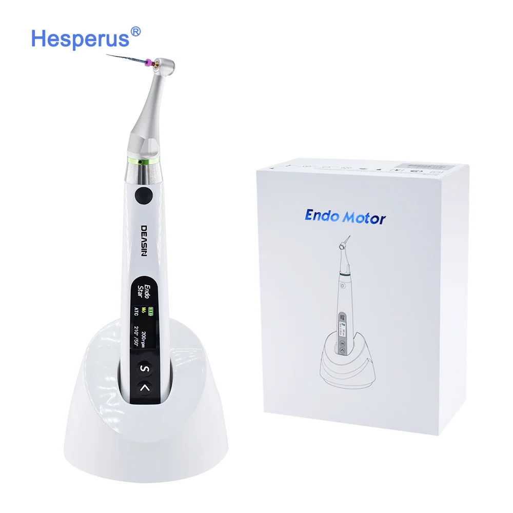 2 in 1 de ntal Endo Motor with Apex Locator Wireless Endodontic Treatment LED Endo Motor with 6:1 Mini Head Contra Angle