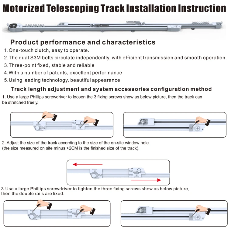 Bay Window Spanish Type 1.5m-4.5m Smart Simple Motorised Slim Curtain Tracks With Remote Control