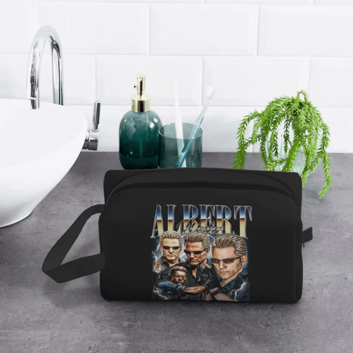 Albert Wesker Bootleg Makeup Bag Cosmetic Organizer Storage Dopp Kit Toiletry Cosmetic Bag for Women Beauty Travel