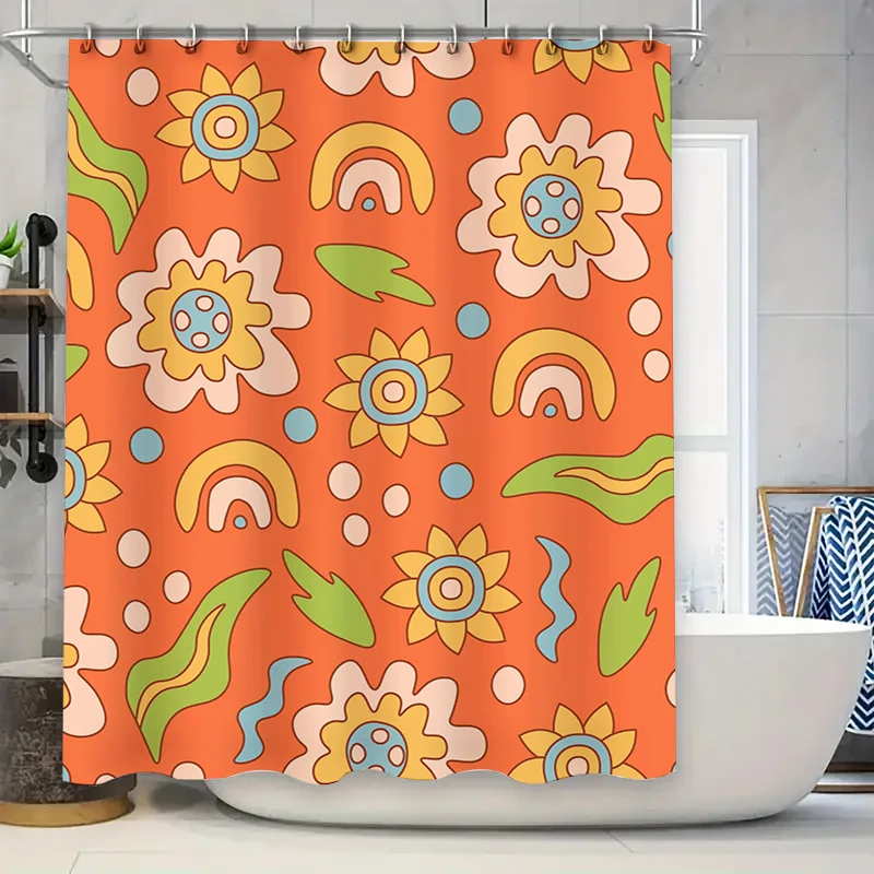 

Красочная занавеска для душа с цветочным принтом, украшение для дома, водонепроницаемый декор для ванной комнаты