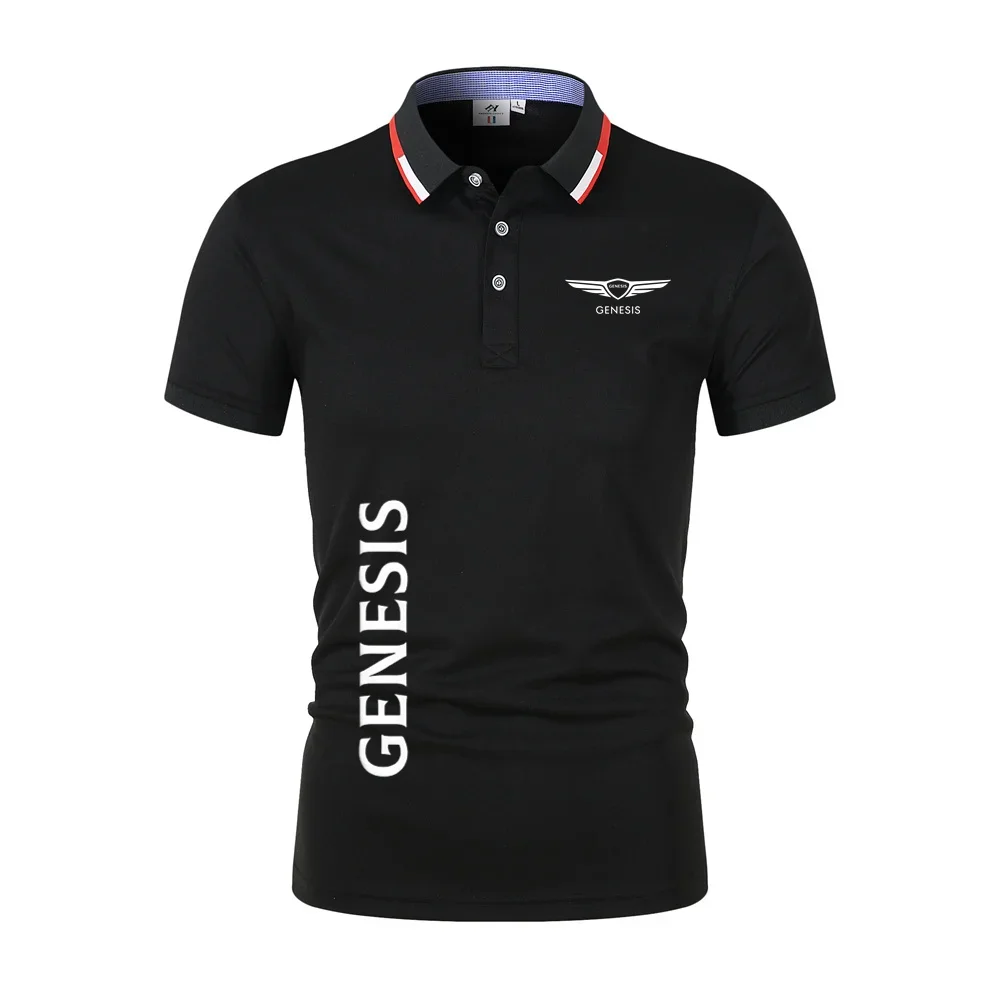 

2025 New Genesis Men's Summer Casual Breathable Comfortable Collar T-shirt Printed High Quality Short Sleeve T-shirt