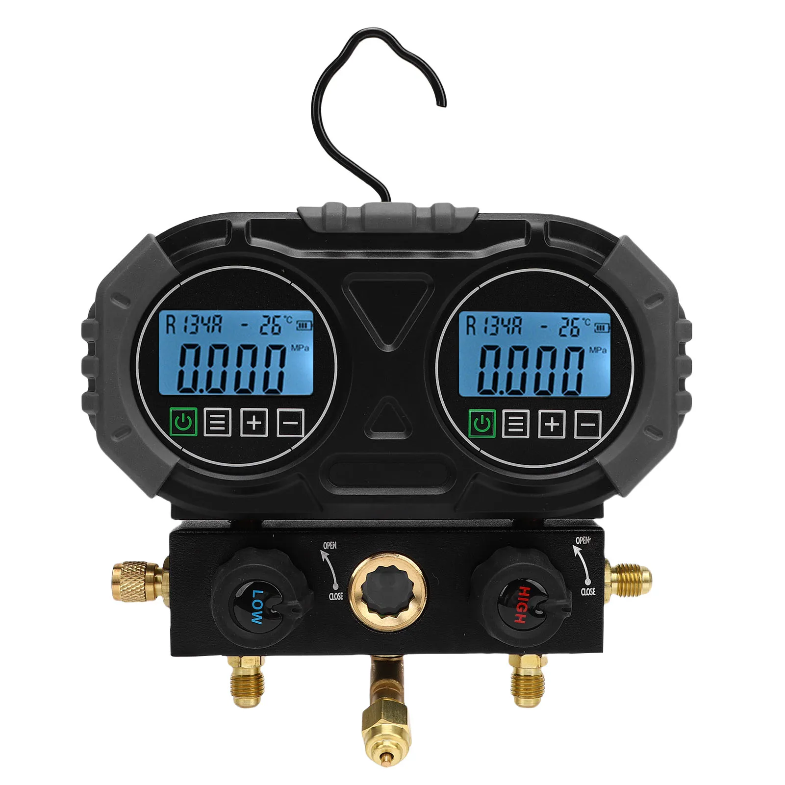 0-6000 kPa 디지털 매니폴드 게이지, 전자식 HVAC 충돌 방지 냉매 충전 압력 측정기, 에어컨 수리용