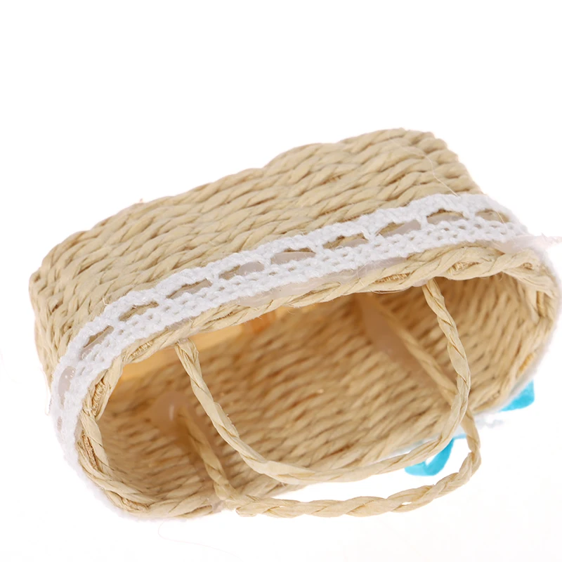 High Quality Mini Cute Dollhouse Rattan Frame Hand-woven Basket Cute Toys Dolls Miniature Decoration