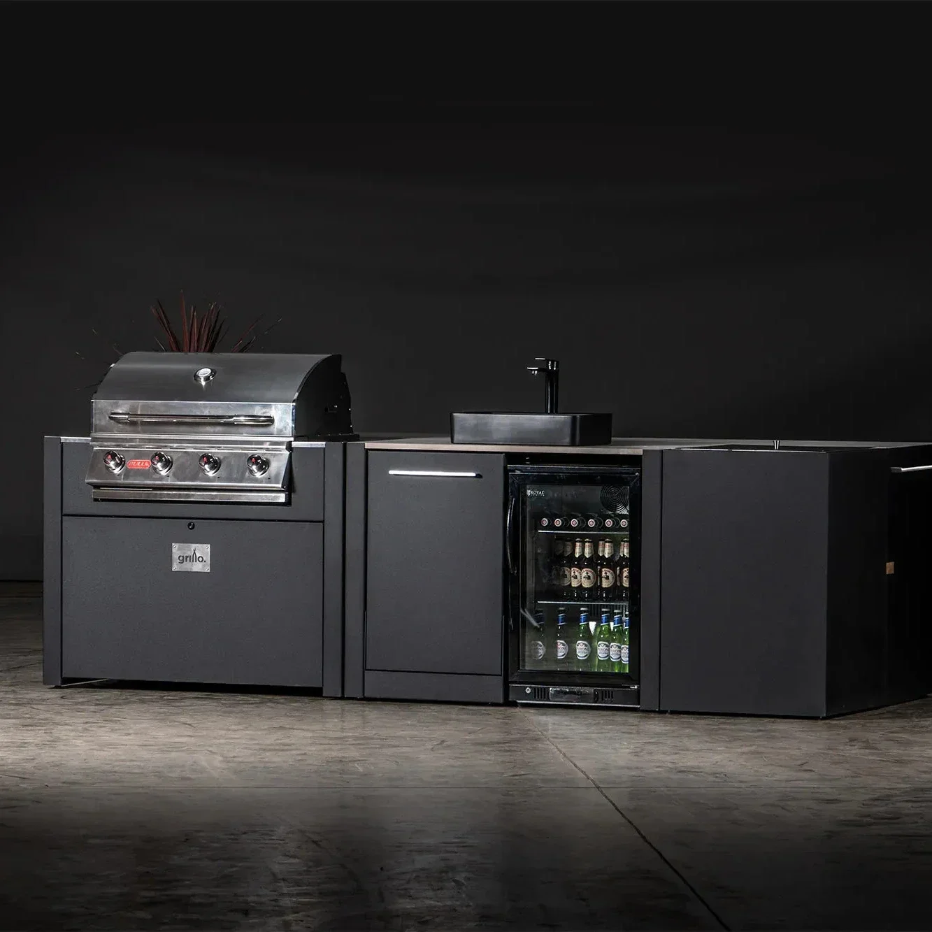 

NICOCABINET Professional Modern Design Smart Custom BBQ Grill Nordic Outdoor Kitchen Cabinets With Gas Stove