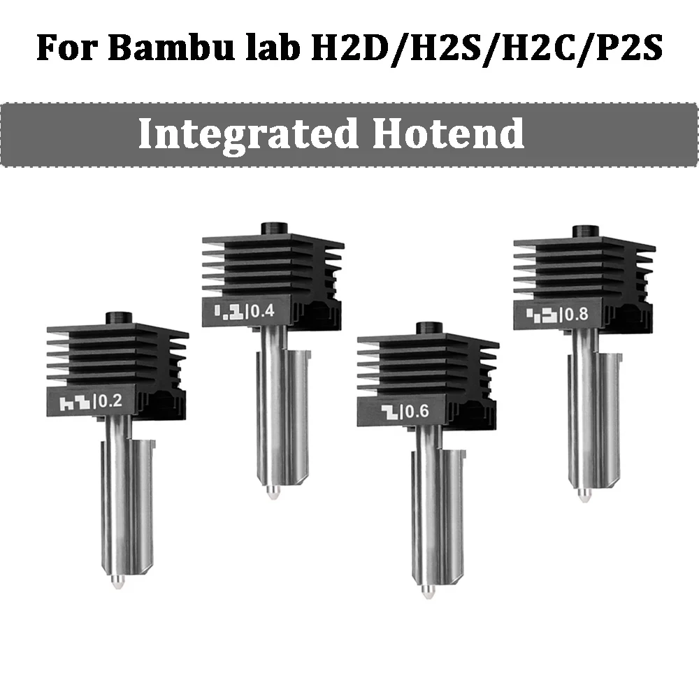 

Новый интегрированный хотэнд для Bambu Lab P2S H2S H2C, сопло из закаленной стали 0.2/0.6/0.8/0.4 мм, для Bambu Lab H2D A1/A1mini