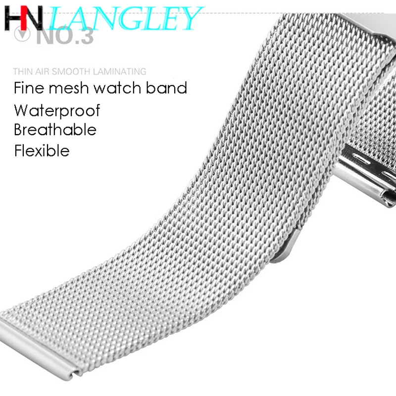 Milanese Fine Mesh Watch Band Stainless Steel Strap for DW Watch Strap Woven Mesh Bands 12/13/14/15/16/17/18/19/20/21/22/23/24Mm