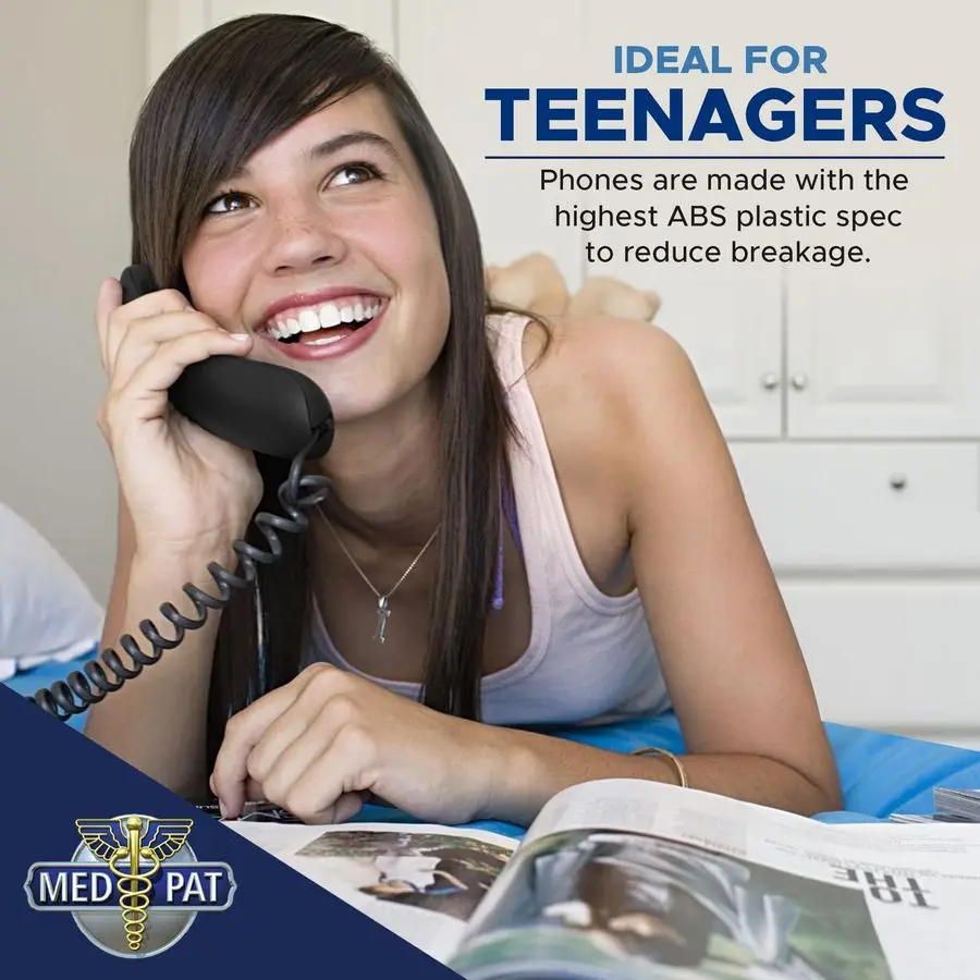 D8WP Waterproof Desk Set Telephone w Ring inUse Light Indicator Office and Home Phone with Large Buttons, Full Volume Control, C