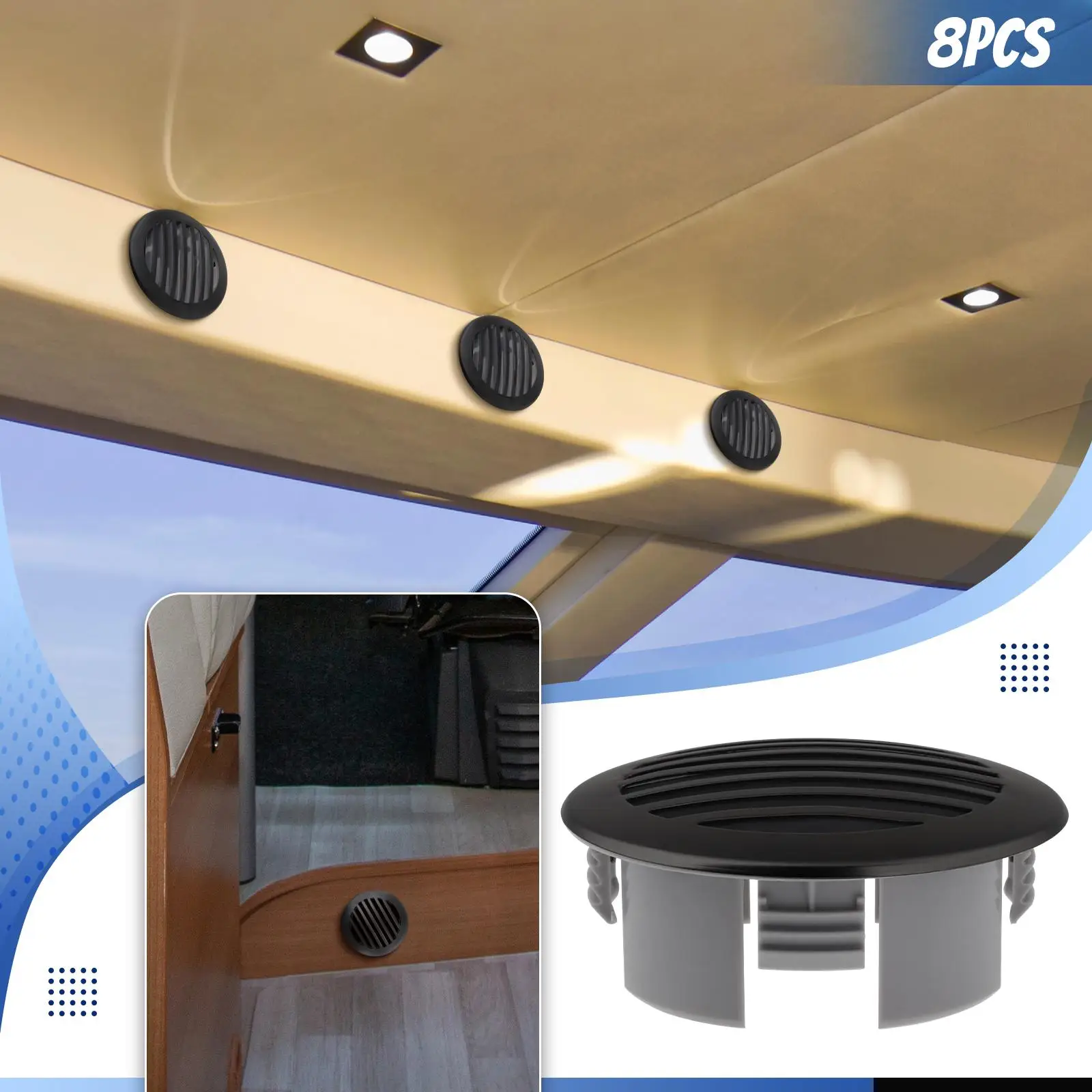 8 peças tampa de ventilação redonda substituição profissional 3.81 polegada peças reposição preto grill ventilação capa para barcos iates rv campistas