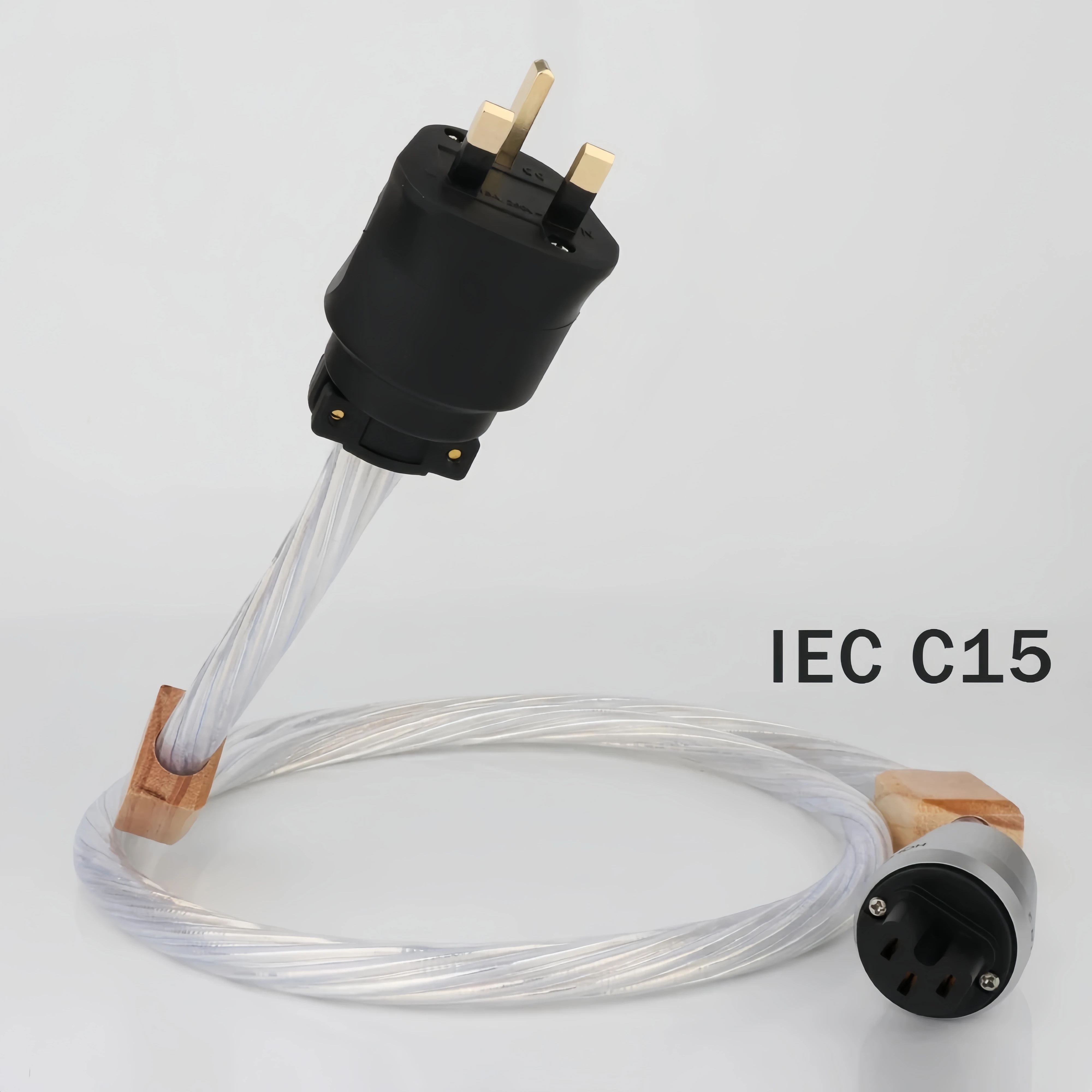 Câble d'alimentation ca C15/C19 20A HK, cordon d'alimentation HiFi Standard britannique avec amplificateur de prise d'alimentation britannique plaqué or