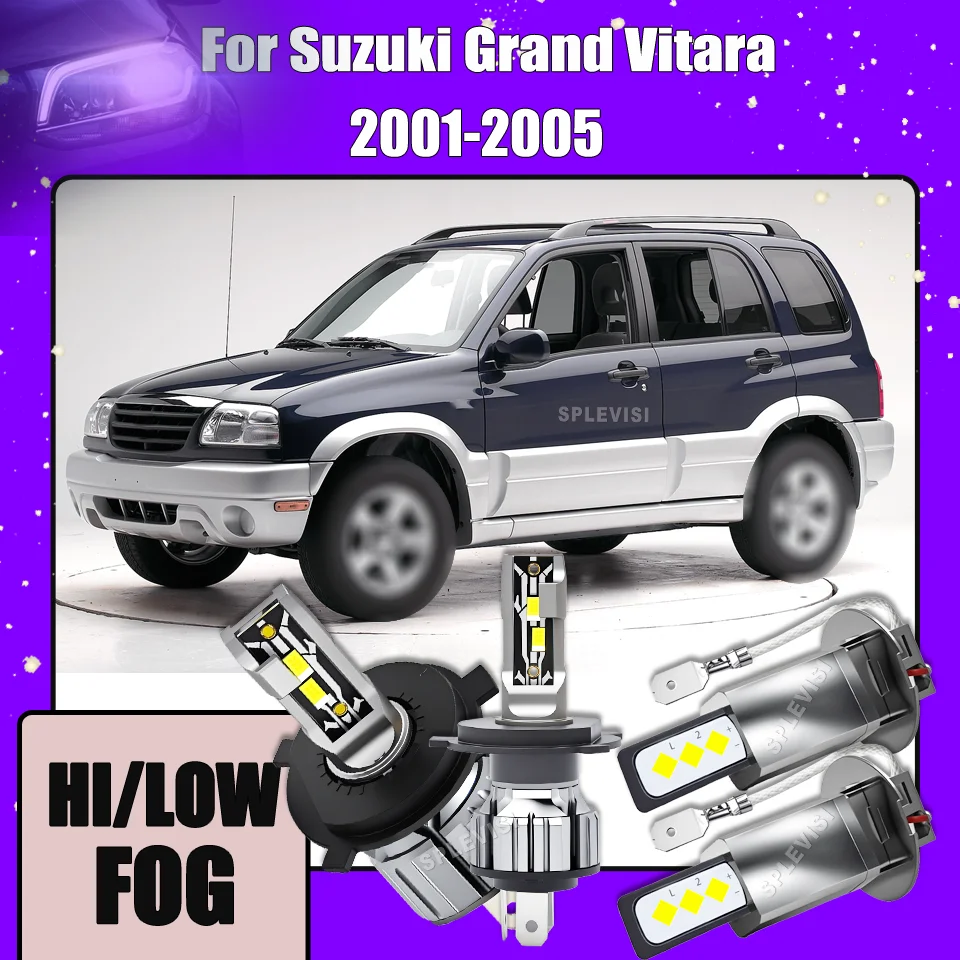 Newest Arrival H4 H3 12V Combination set LED Headlight Fog Light Plug and Play For Suzuki Grand Vitara 2001 2002 2003 2004 2005