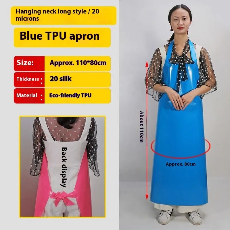 Grembiule impermeabile in TPU con maniche resistenti all'olio, bavaglino da macellaio, collo regolabile, durevole, morbido, da cucina, abbigliamento protettivo unisex