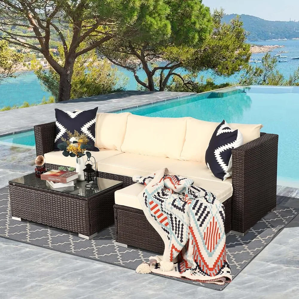 

5 Piece Patio Furniture Set,Outdoor Sectional Furniture,Wicker Patio Furniture Sets,Patio Conversation Sets