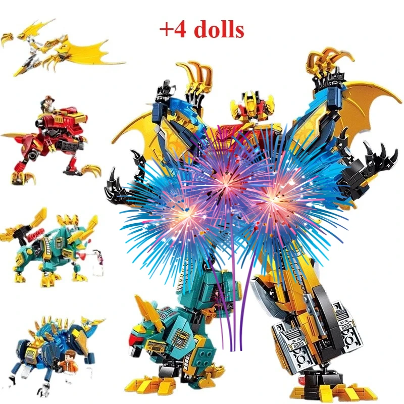new 2026 4in1 Transformable Robot Dinosaur World Mechanical Accumulation Model Wooden Kit Assembly