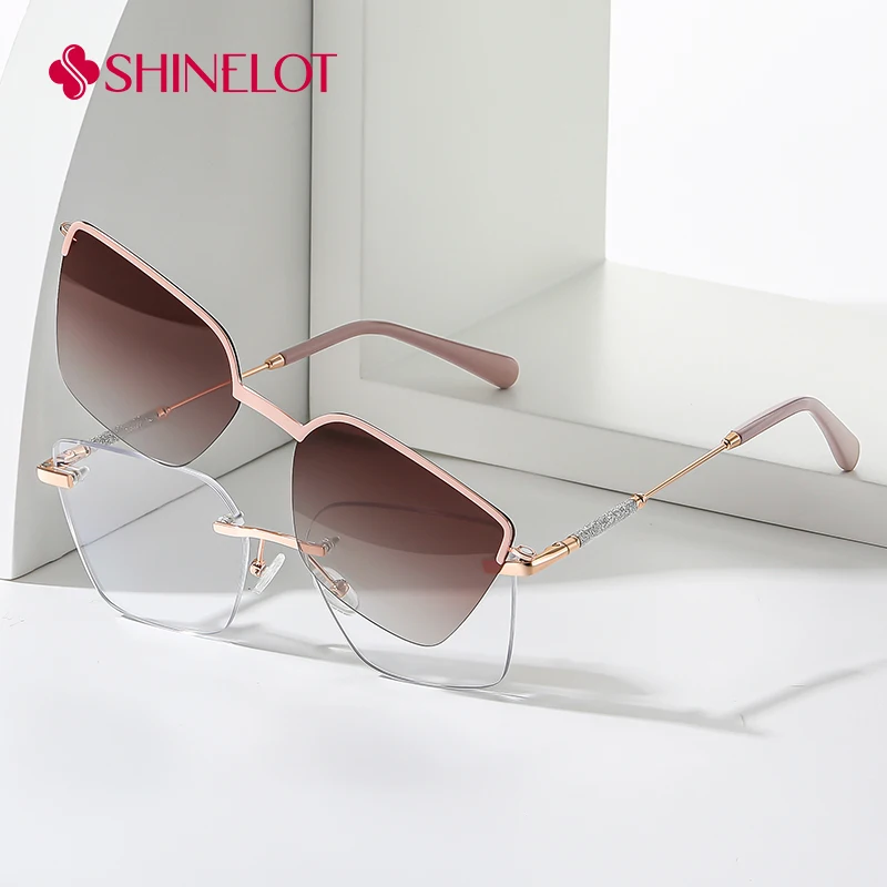 

85024 High Quality Young Lady Clip on Sunglasses Polarized Magnetic Sun Glasses UV400 Female Dual Purpose Shades Birthday Gift