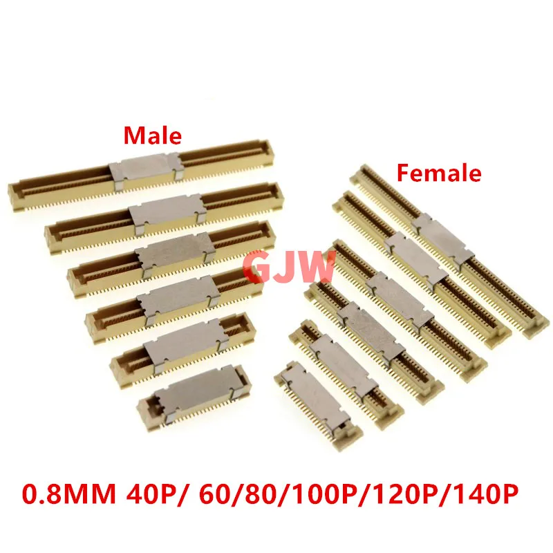 2PCS 0.8mm pitch board to board double row patch BTB connector 40P / 60P /80P / 100P / 120P / 140P male/female