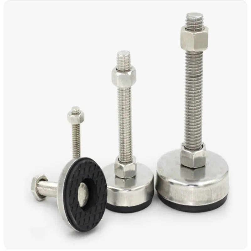 2pcs M16/M18/M20 Thread Adjustable Foot Cups 85mm Diameter 304Stainless Non-skid Base 150mm Length Articulated Leveling Foot