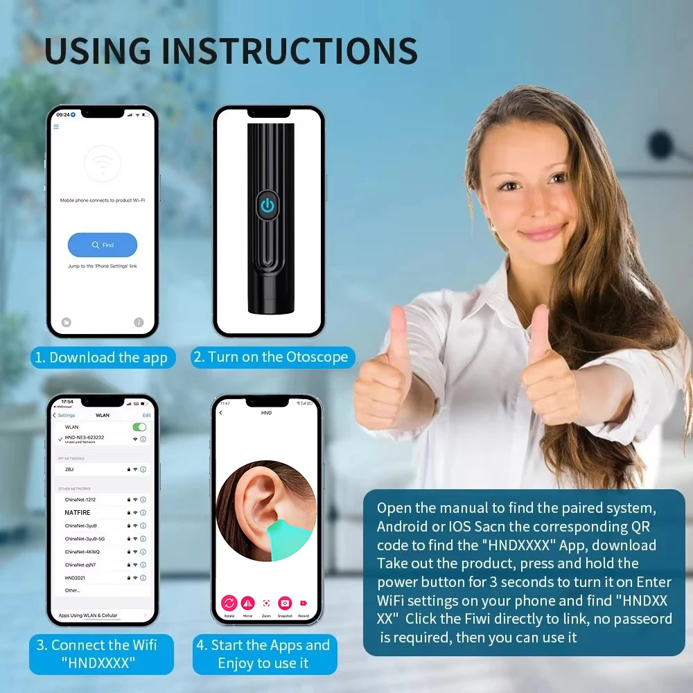耳垢除去ツール HD 耳カメラ付き 1080P 耳スコープ耳鏡交換ヒント耳ピック安全な取り外し可能な耳スクープ
