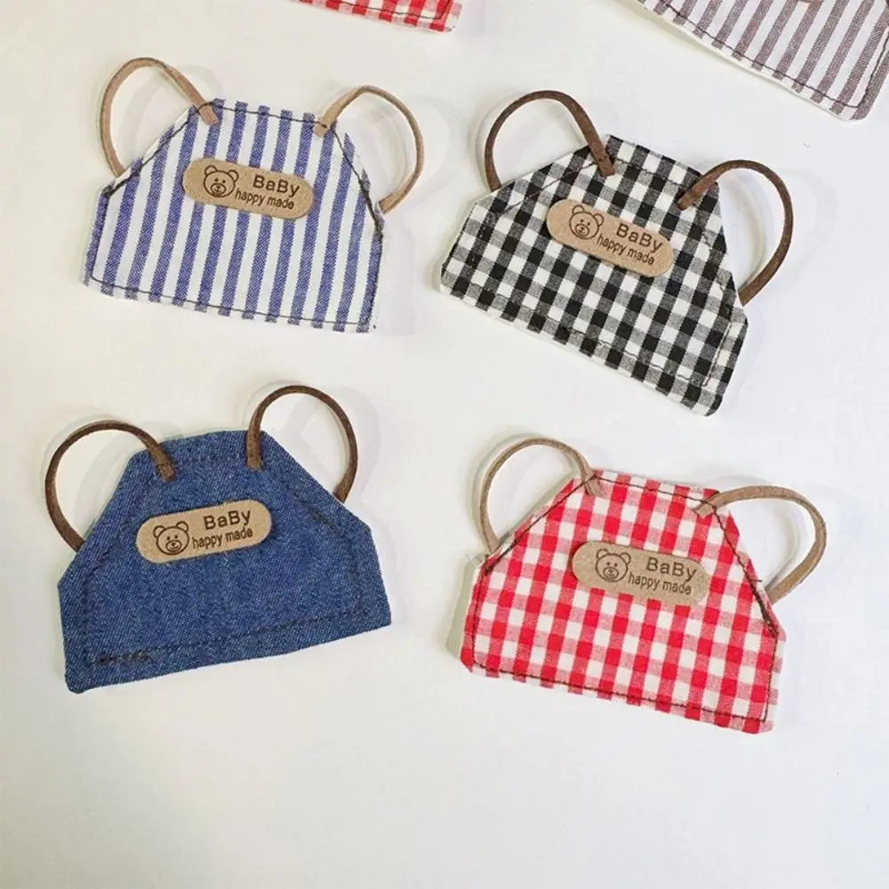 

Plaid Striped Doll Denim Apron DIY Retro Dress Up Doll Clothes Handmade Casual Wear Plush Dolls Outfit Doll Accessories