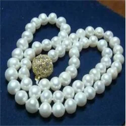 Long 20Inch 8-9mm Natural White Pearl Akoya Cultured pearl necklace