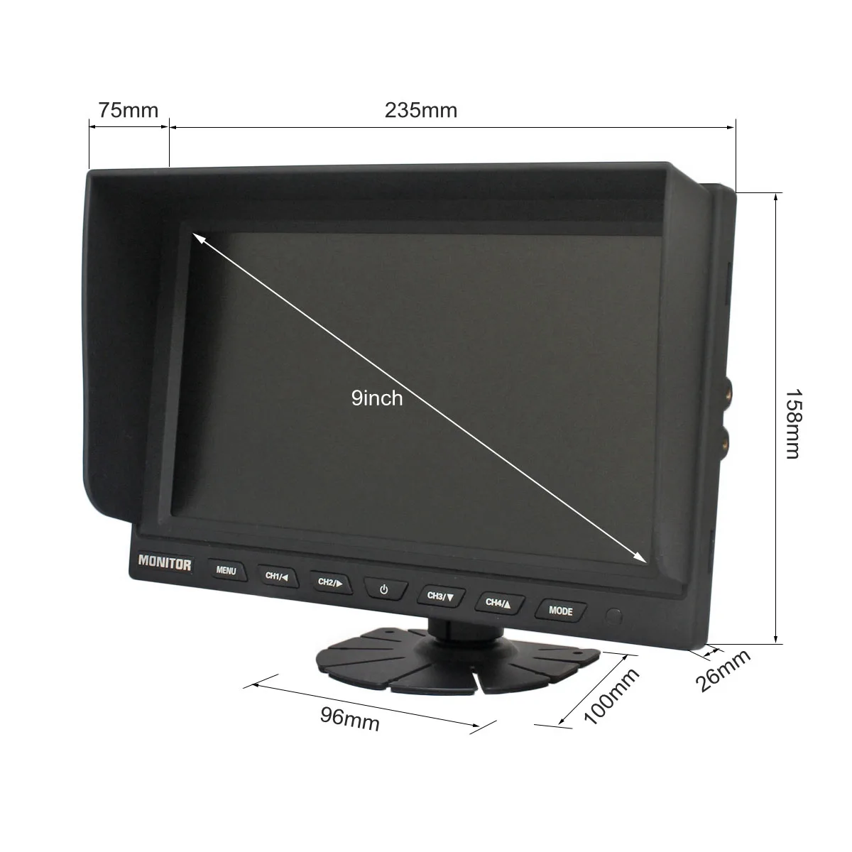 DIYSECUR 9" Split Quad Display Color Rear View Monitor Car Monitor For Car Truck Bus Reversing Camera Monitoring System