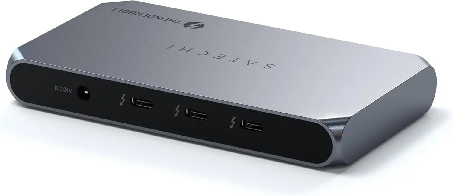 

Док-станция Thunderbolt 4 Slim: зарядка USB-C 100 Вт, подключение одного 8K или двух 4K дисплеев, совместимость с ноутбуками Mac/Windows