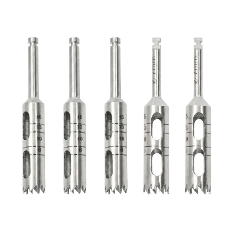 VVDental Dental Implant Trephine Drill Bone Collector 3-7mm 5 Sizes Sharp Cutting Edge Stainless Steel Surgical Handpiece